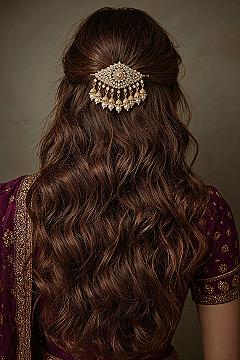 Gold & Pearl Hair Tikka: Regal Pakistani Wedding Glamour
