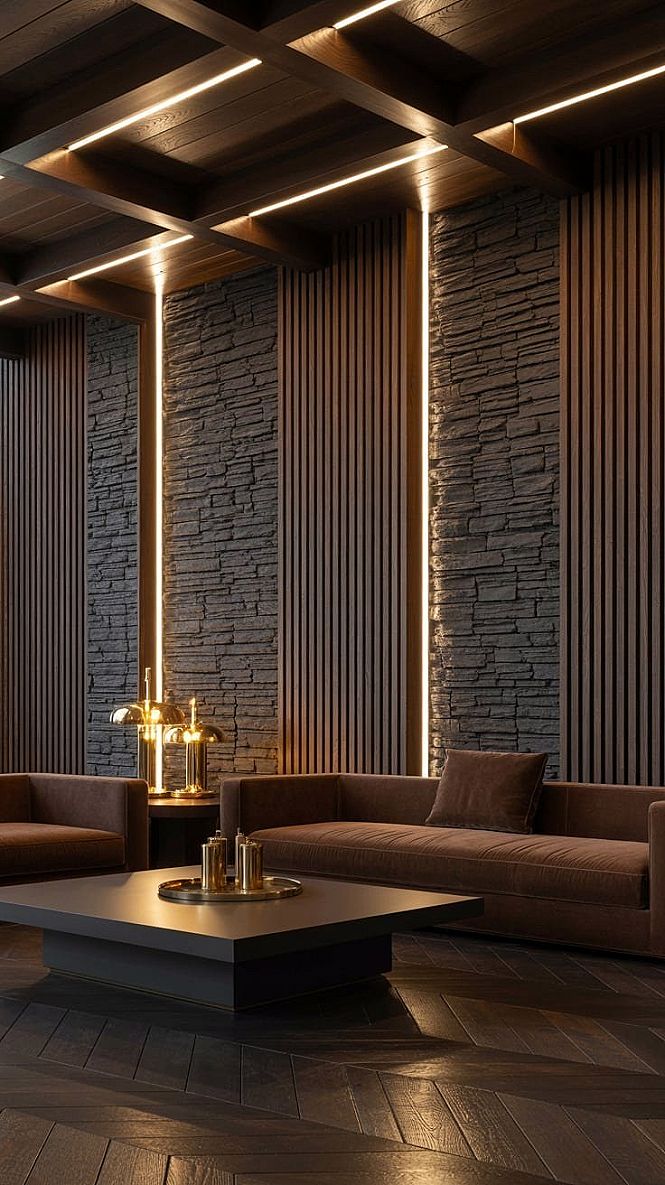 Luxury Stone & Wood Living Rooms: Vida de Luxo Design