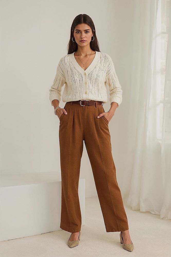 Autumn Outfits for Work: Smart Casual Elegance with Brown Pants
