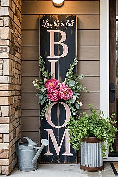 Charming ‘Bloom’ Sign: Modern Farmhouse Garden Decor & Porch Ideas