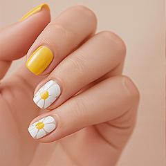Chic Yellow & White Daisy Nails: Effortless Summer Style