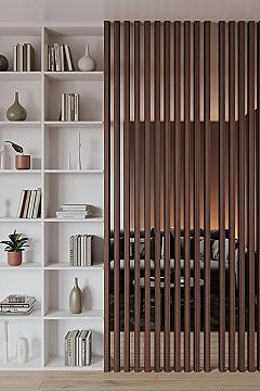 Small Space Solutions: Black & Wood Room Partition with Integrated Storage