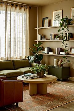 Cozy Living Room Layouts: Botanical Interiors & Green Sofa Inspiration