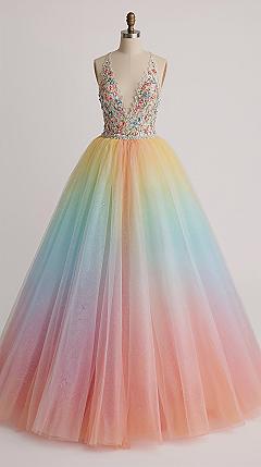 Fairytale Princess Wedding Dress: Enchanting Pastel Ombre Gown