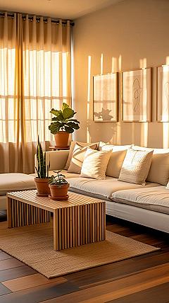 Dreamy Natural Modern Living Room: Beige Interiors & Plants