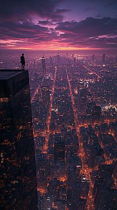 Breathtaking Cyberpunk Sunset View Background 4K
