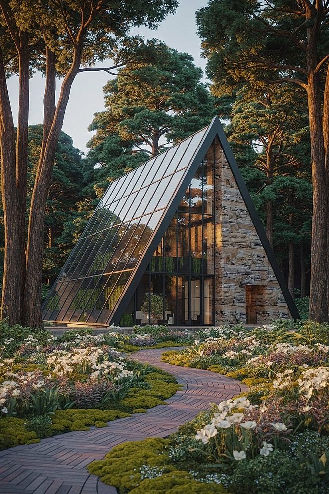 Dream Greenhouse Home: Rustic Luxury in a Forest Setting
