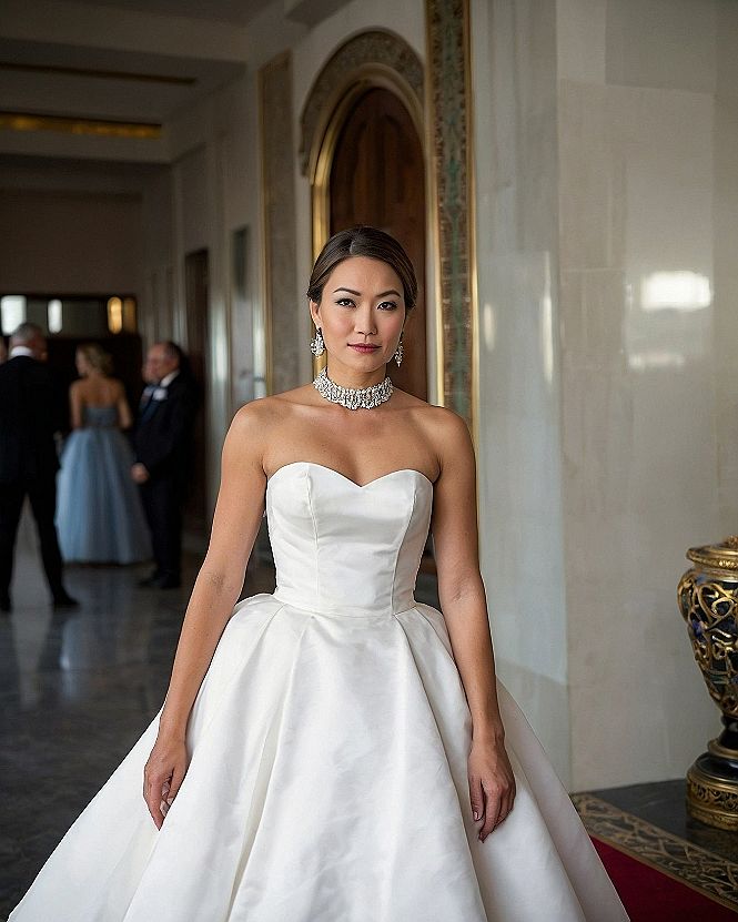 Styling a Strapless Basque Waist Wedding Dress
