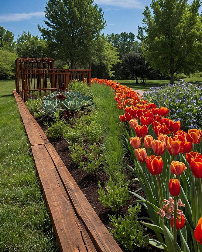 Designing a Curved Wooden Raised Bed Edge in the Yard