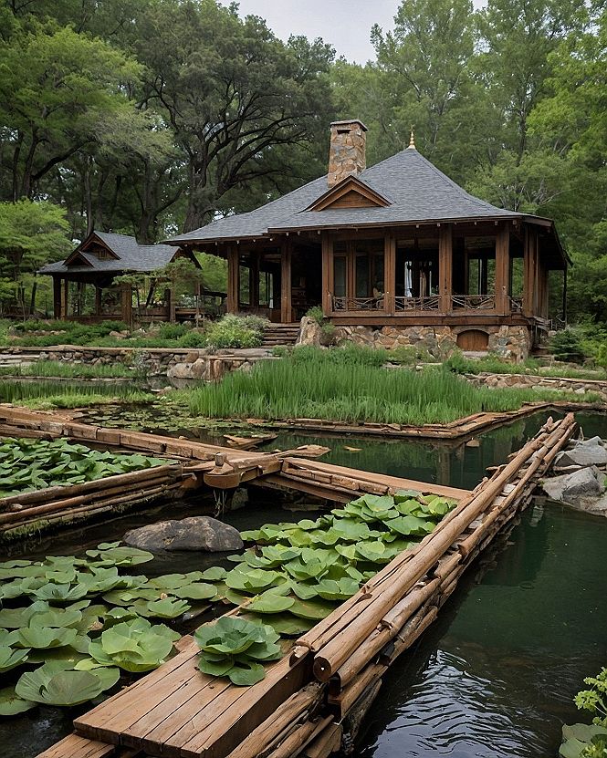 Adding a Peaceful Water Feature and Garden Bridge