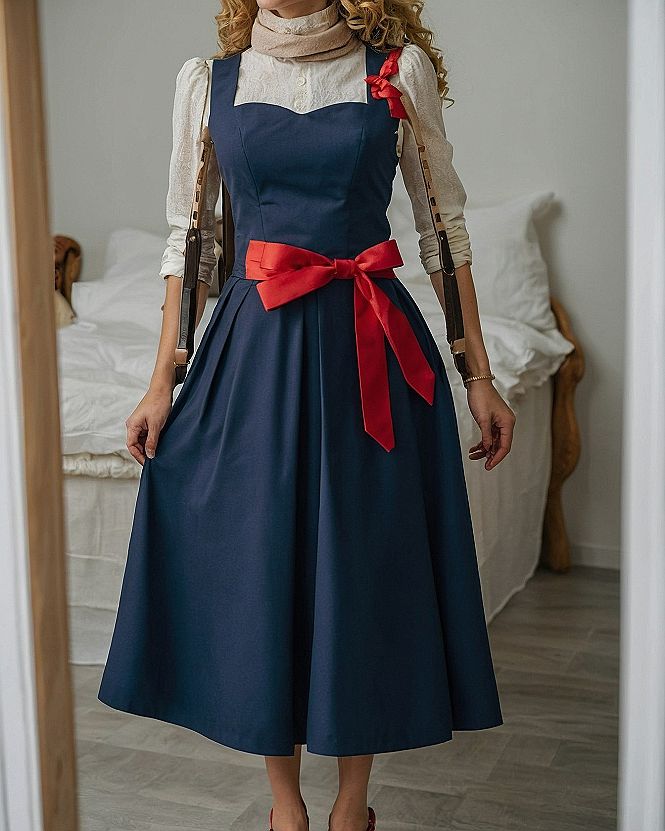 Styling a Pinafore with a Simple Blouse for Lunch