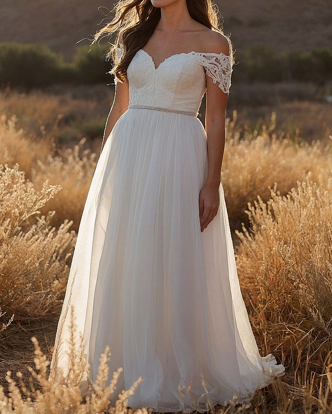 Choosing an Off the Shoulder Plus Size Gown for Weddings