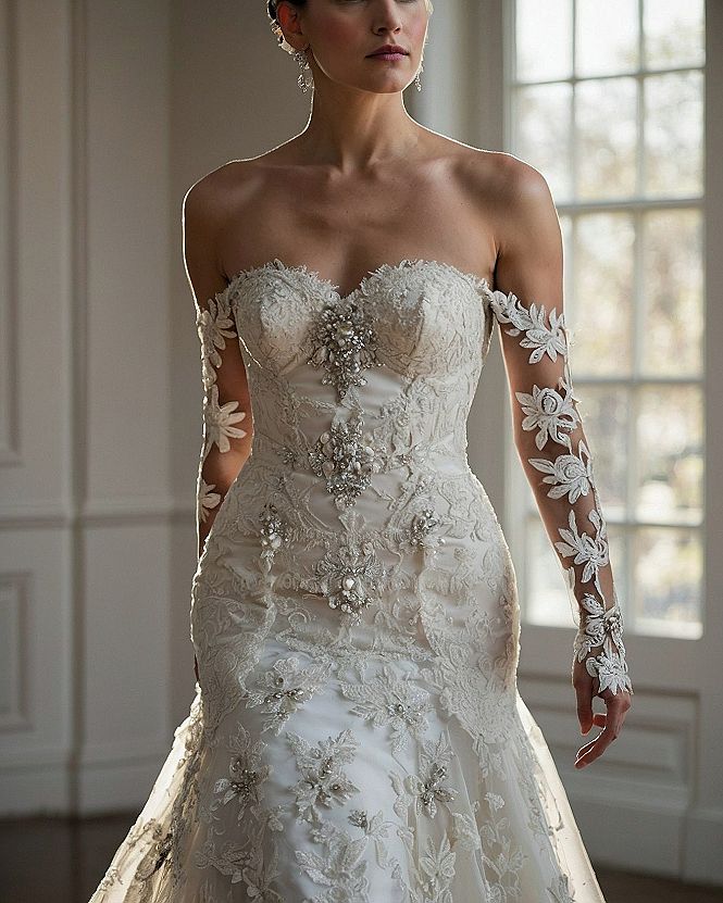 Adding Detachable Sleeves To Your White Lace Wedding Dress