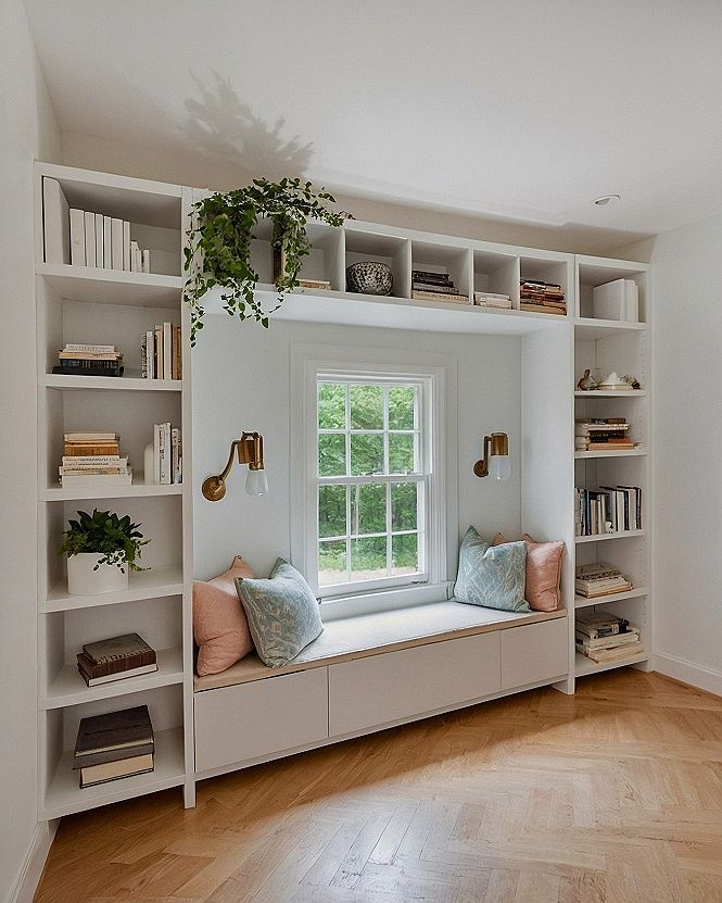 Framing Your Window Nook with Custom Built-In Bookcases