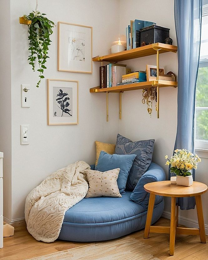 Creating A Sunny Reading Corner With Floating Shelves