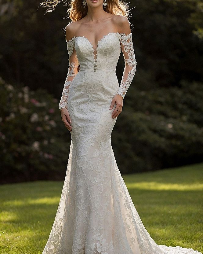 Styling a Sweetheart Neckline Long Sleeve Mermaid Gown
