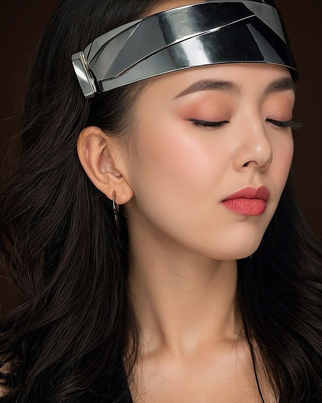 Adding Metallic Headbands to Dark Wavy Hair Styles