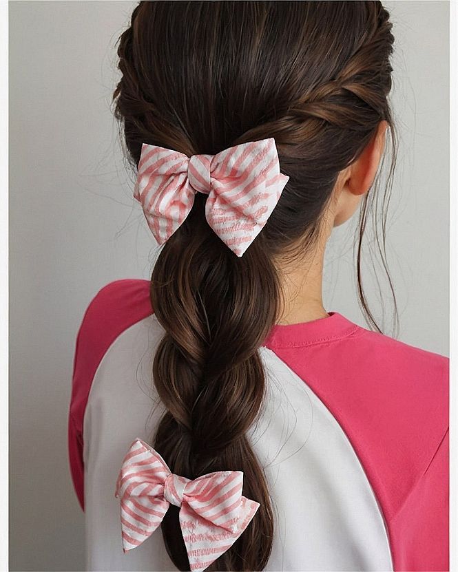 Adding Playful Bows to Half Up Braids for Kids