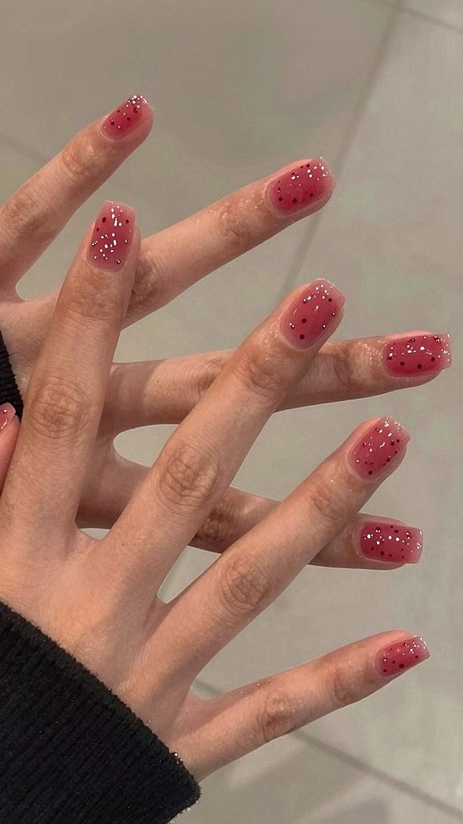 Adding Playful Glitter Accents To Warm Medium Nails