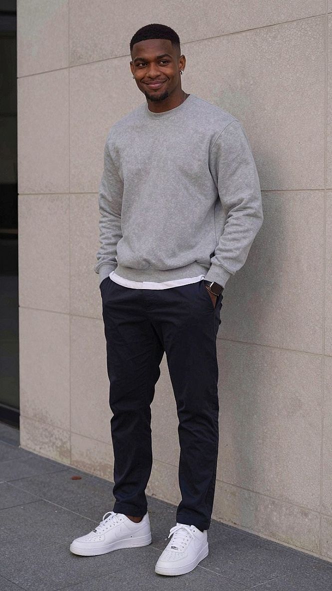 Pairing a Classic Crewneck Sweatshirt with Chinos