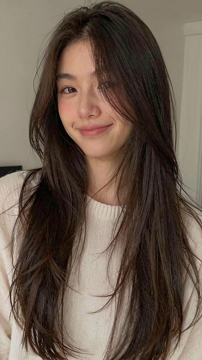 Adding Soft Movement to Dark Long Hair with Bangs