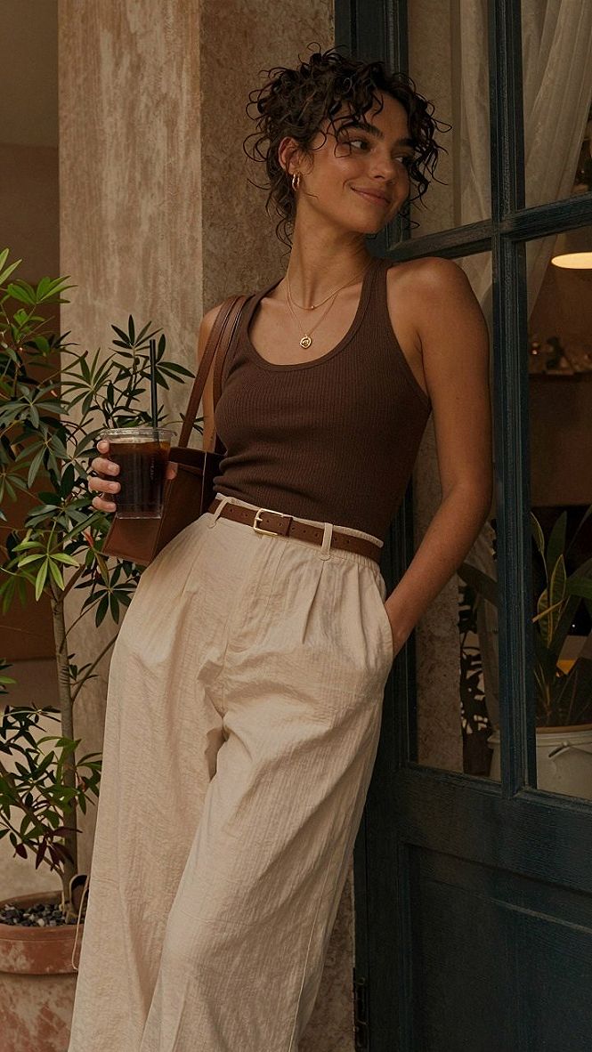 Styling Ribbed Tanks with Linen Trousers for Sunny Days