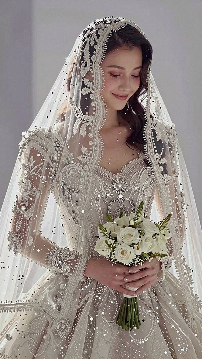 Sweetheart Neckline Corset Mermaid Gown with Matching Veil