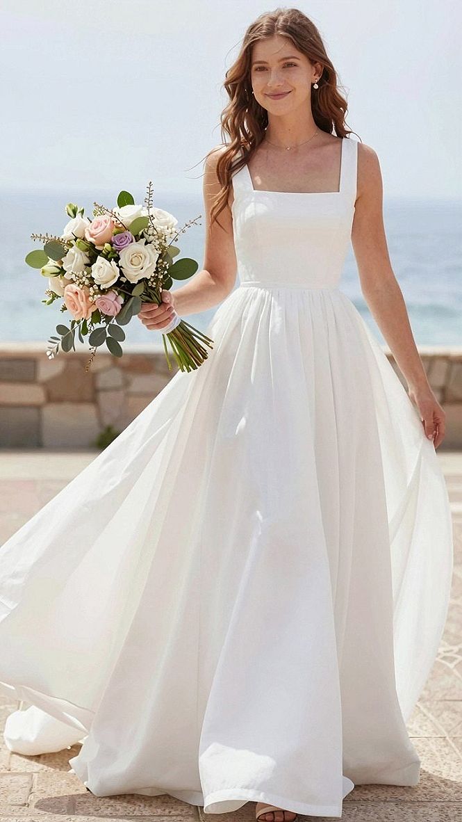 Square Neck Halter Wedding Dresses for Modern Charm