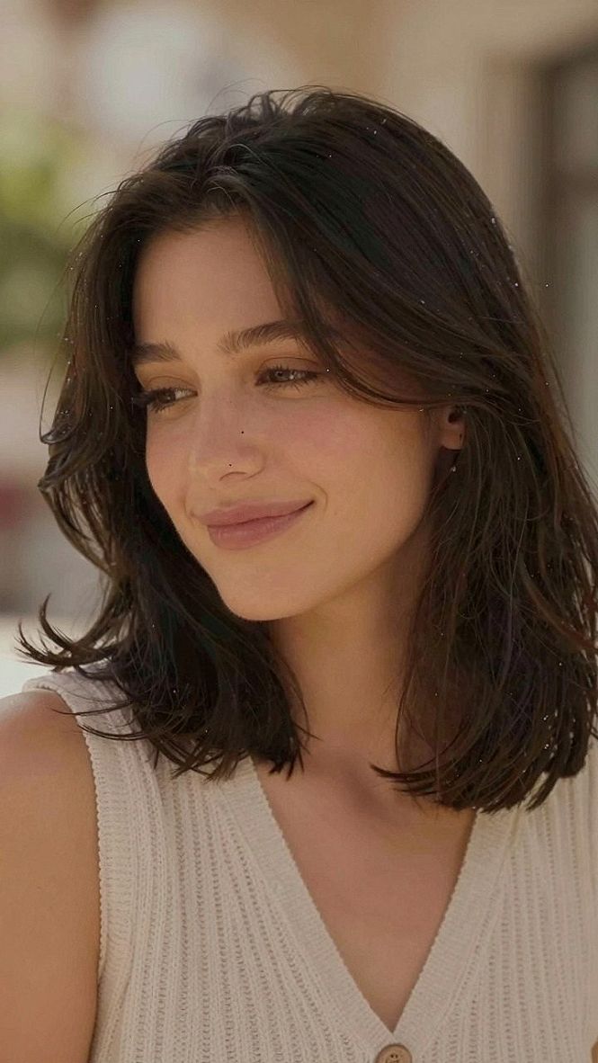 Embracing a Relaxed Parting for Short Brown Hair