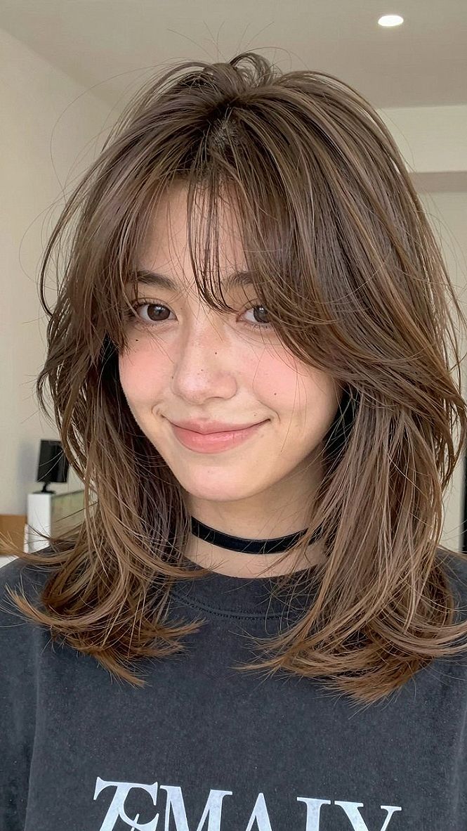 Short Shaggy Layered Bob With Curtain Bangs
