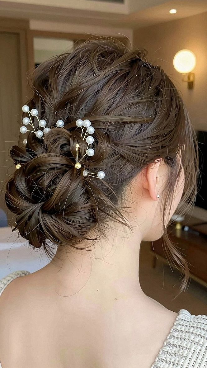 Adding Cluster Hair Pins to a Textured Dutch Braid Crown