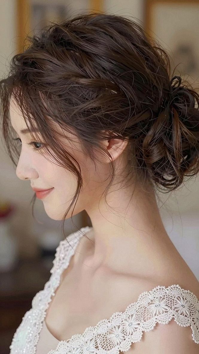 Styling a Textured Low Chignon with Soft Side Braids