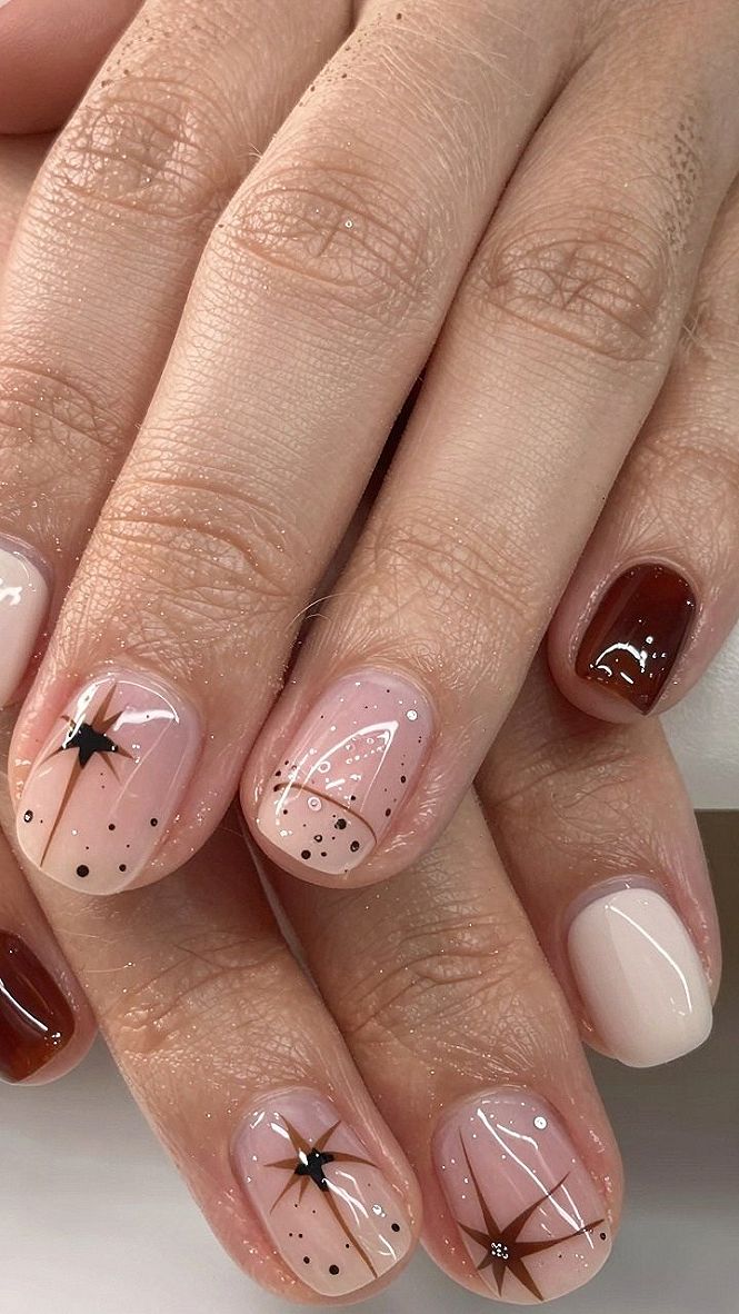 Adding Celestial Star Details to Autumn Gel Pedicures