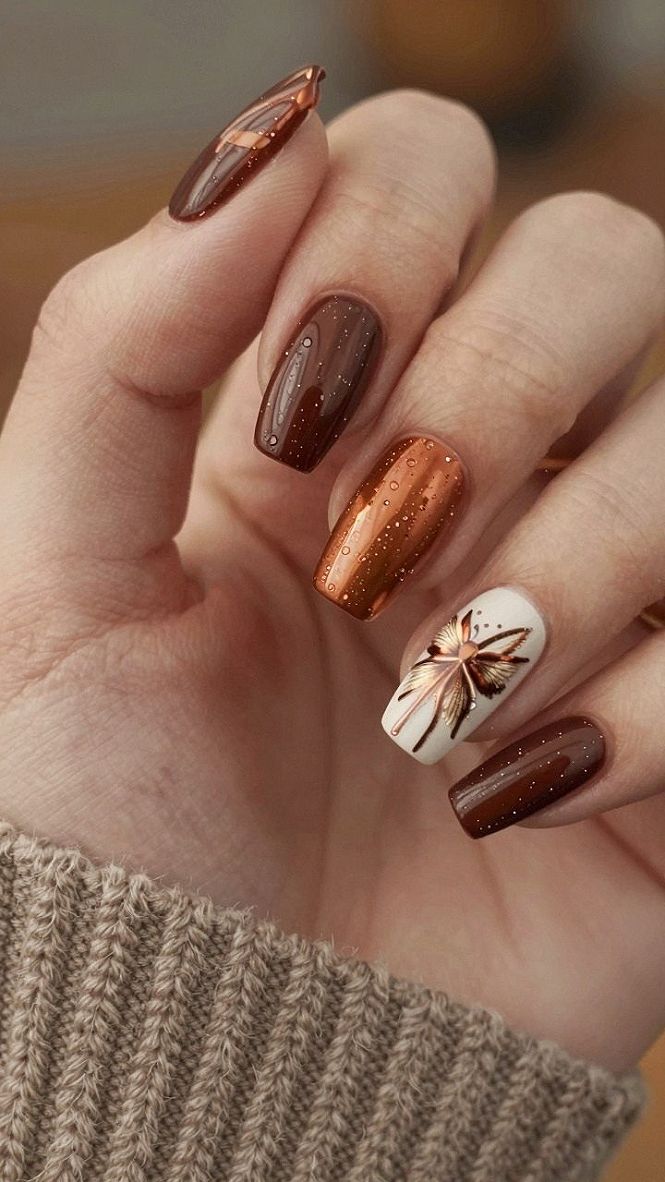 Pairing Deep Brown Toes With Metallic Copper Accent Details