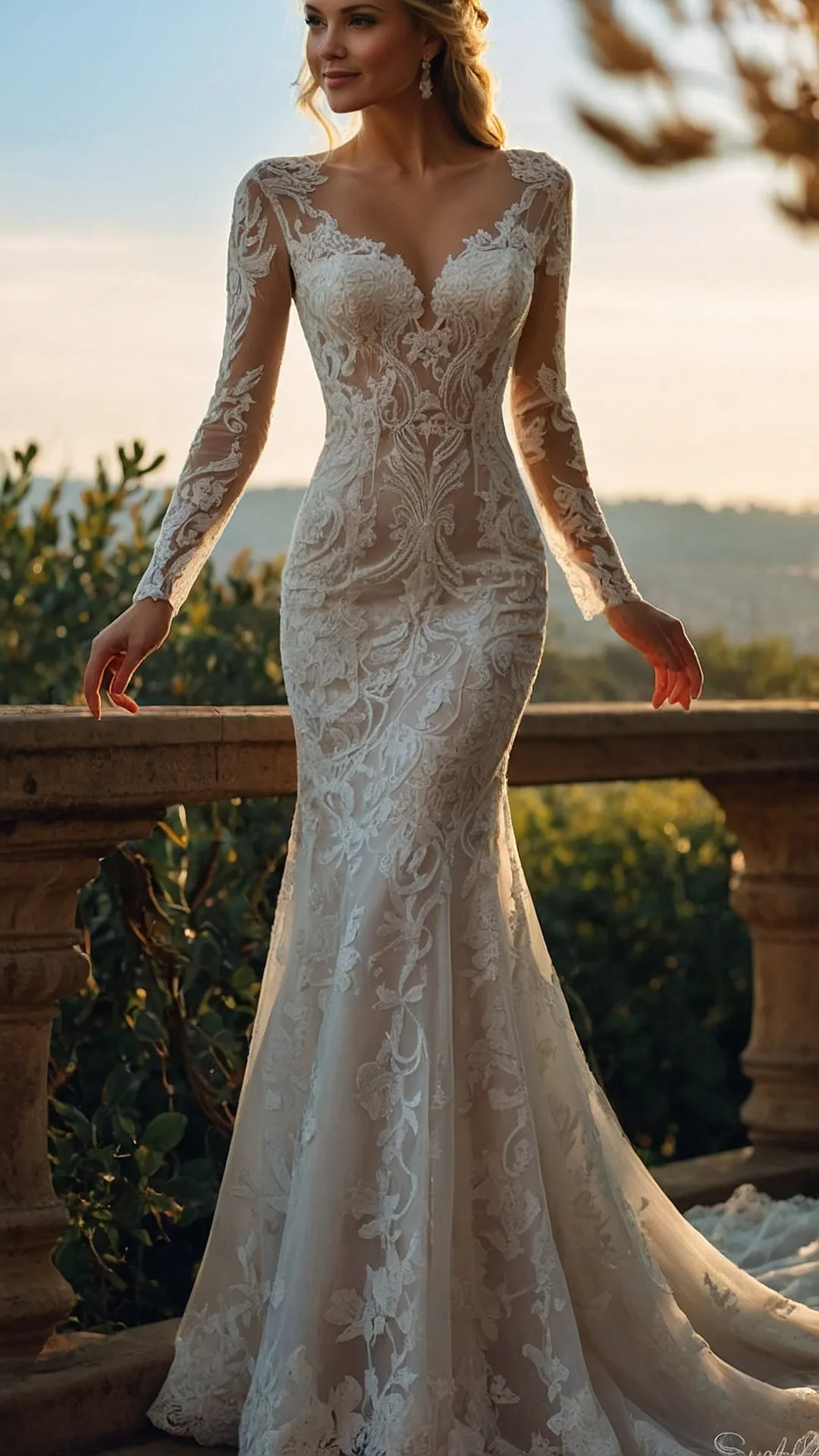 Ocean's Kiss: Long-Sleeved Wedding Dress