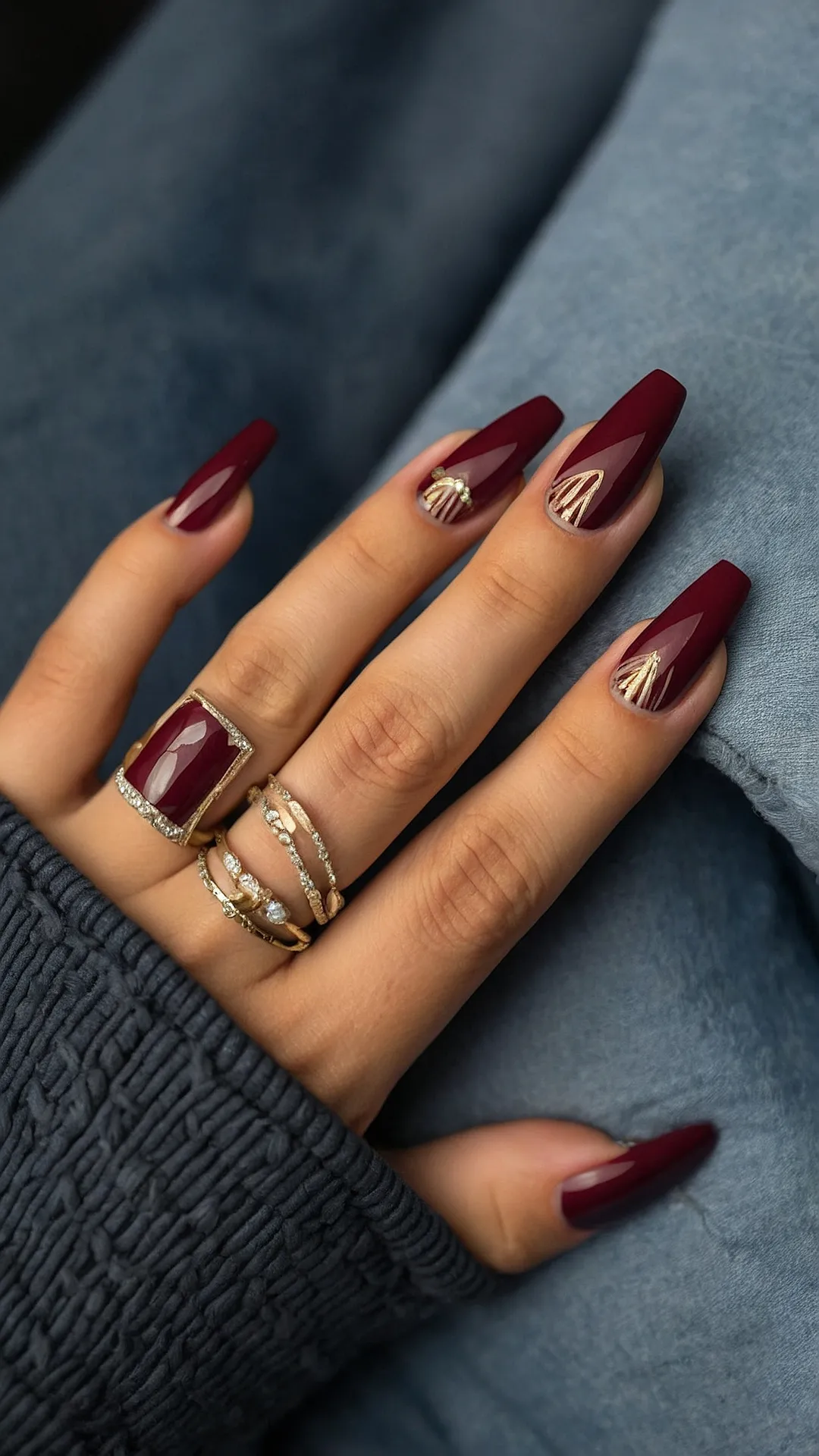 Burgundy & Gold Tips