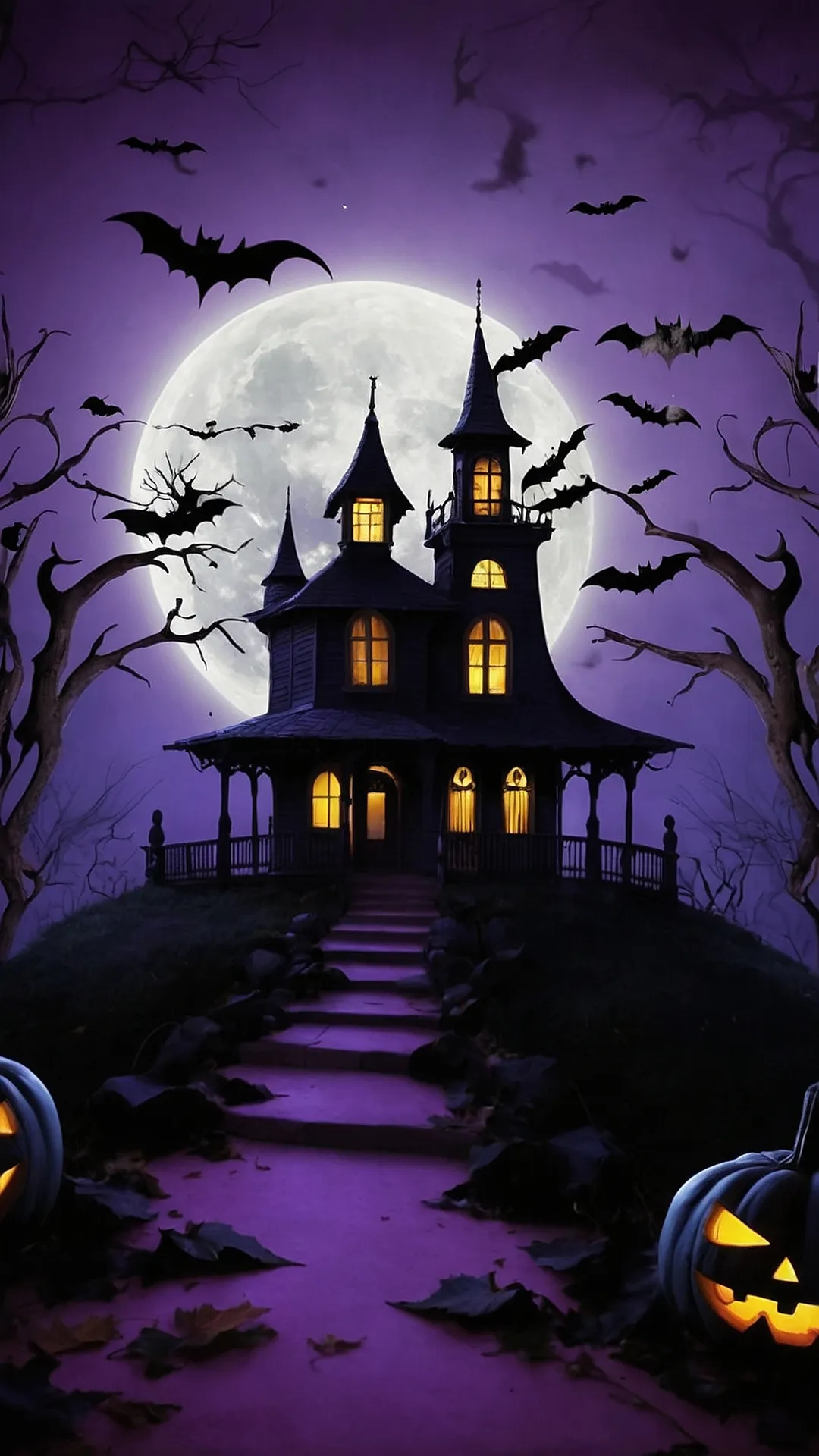 Spooky Mansion Under the Full Moon