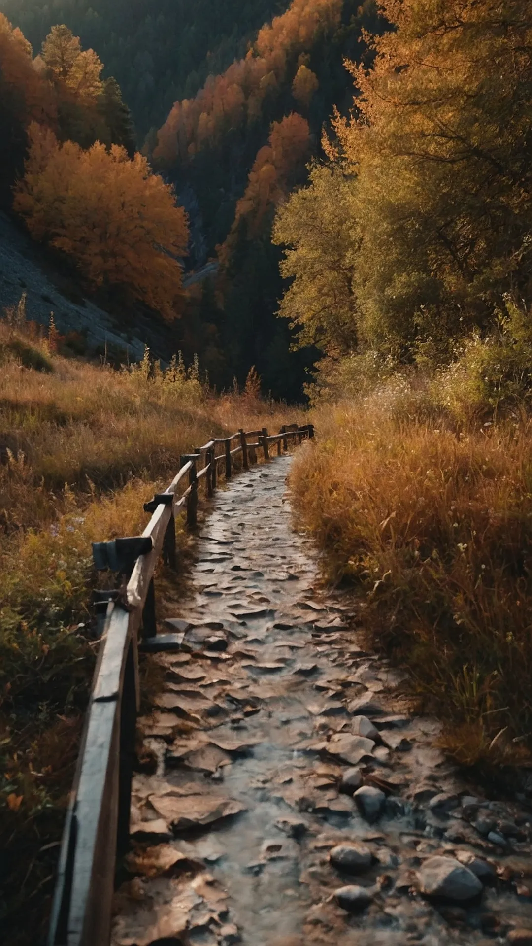 Autumn's Stone Path: