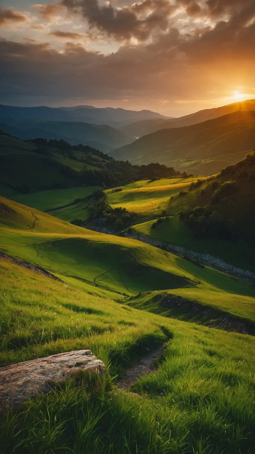 Sunset Symphony in the Rolling Hills: