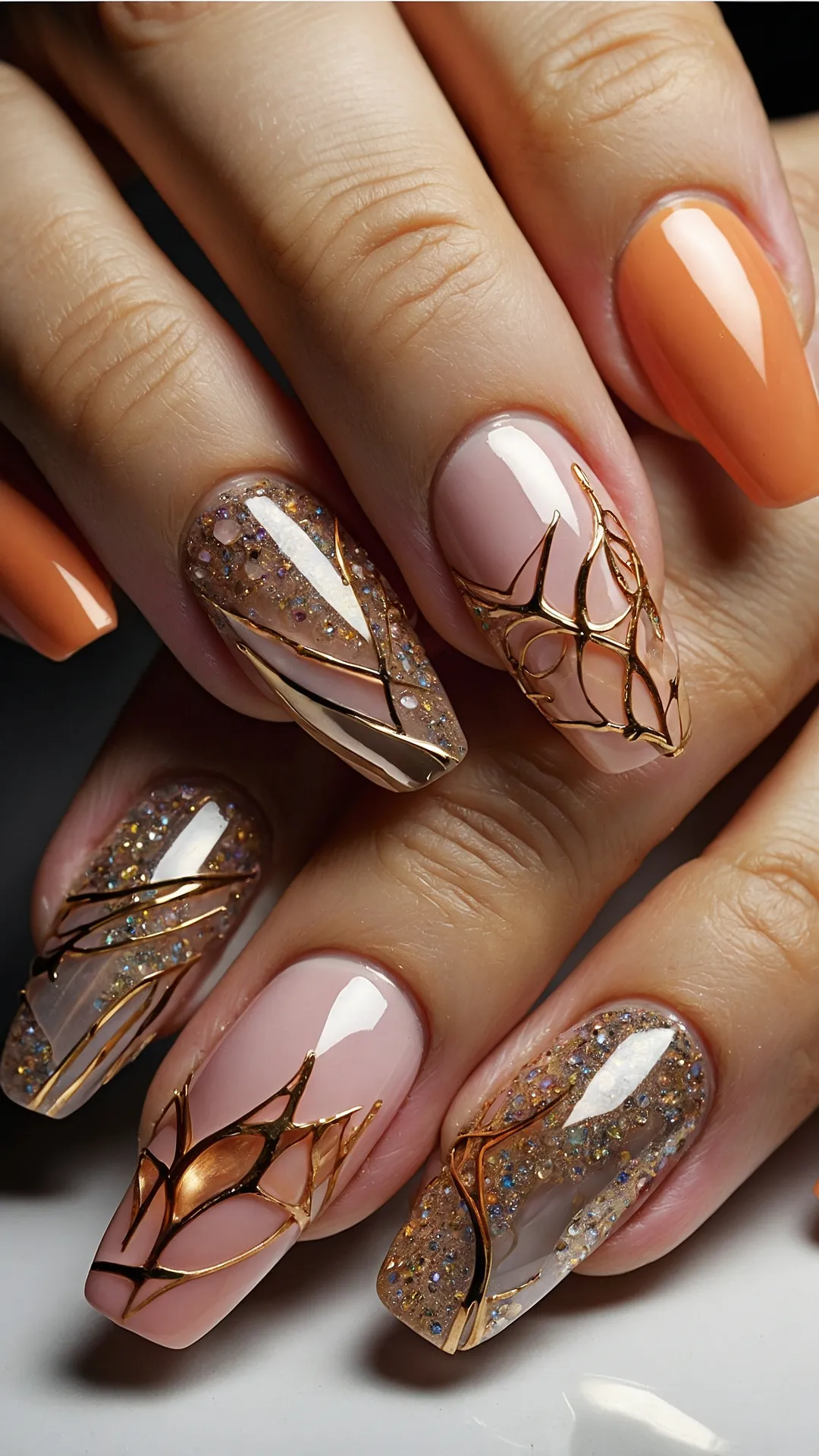 <p>Look at these gorgeous nails, rocking the ultimate fall vibe! That deep, rich maroon isn't just a color; it's a whole mood. It’s like your nails decided to become a sophisticated, perfectly brewed cup of cider or maybe even a fancy vampire's favorite shade – totally ready for cozy movie nights, pumpkin patch adventures, or just looking effortlessly chic while you’re scrolling through TikTok. You can practically feel the crisp autumn air just by looking at them, even if you're still secretly sweating in your classroom.</p><p>And let’s not forget the bling! Those gold rings are shining like tiny treasures, perfectly complementing the deep nail color and making your hand look totally put-together. Paired with that cozy grey sweater, this whole look screams, 