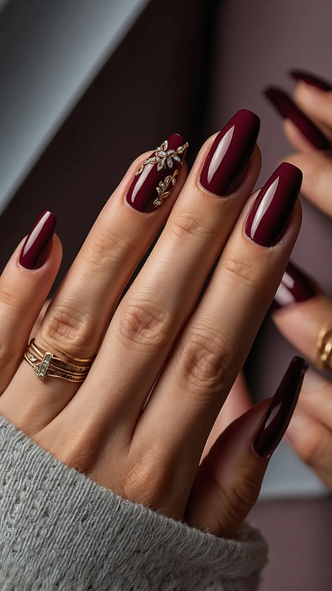 Prepared Hands, Maroon Nails