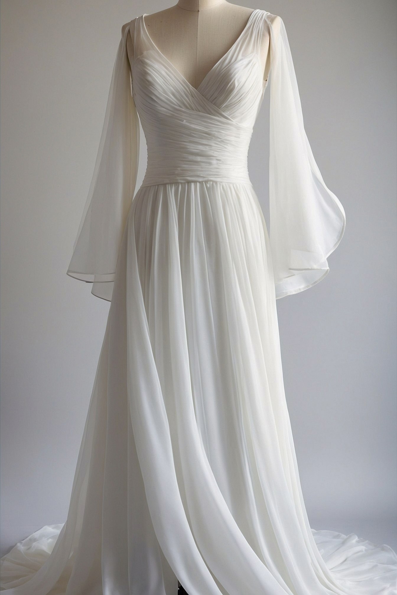 Flowing Chiffon Fabric Cascading Down a Mannequin