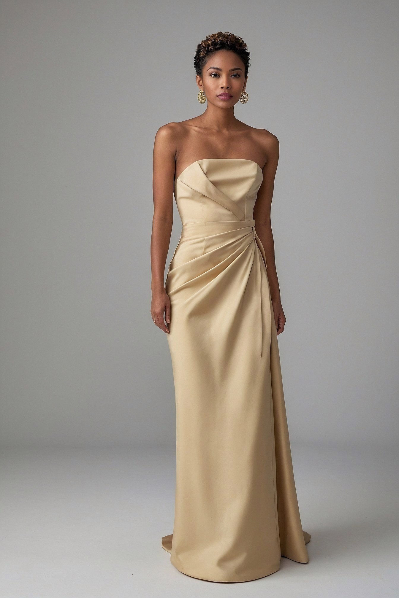 Strapless Gown with Sculpted Drape