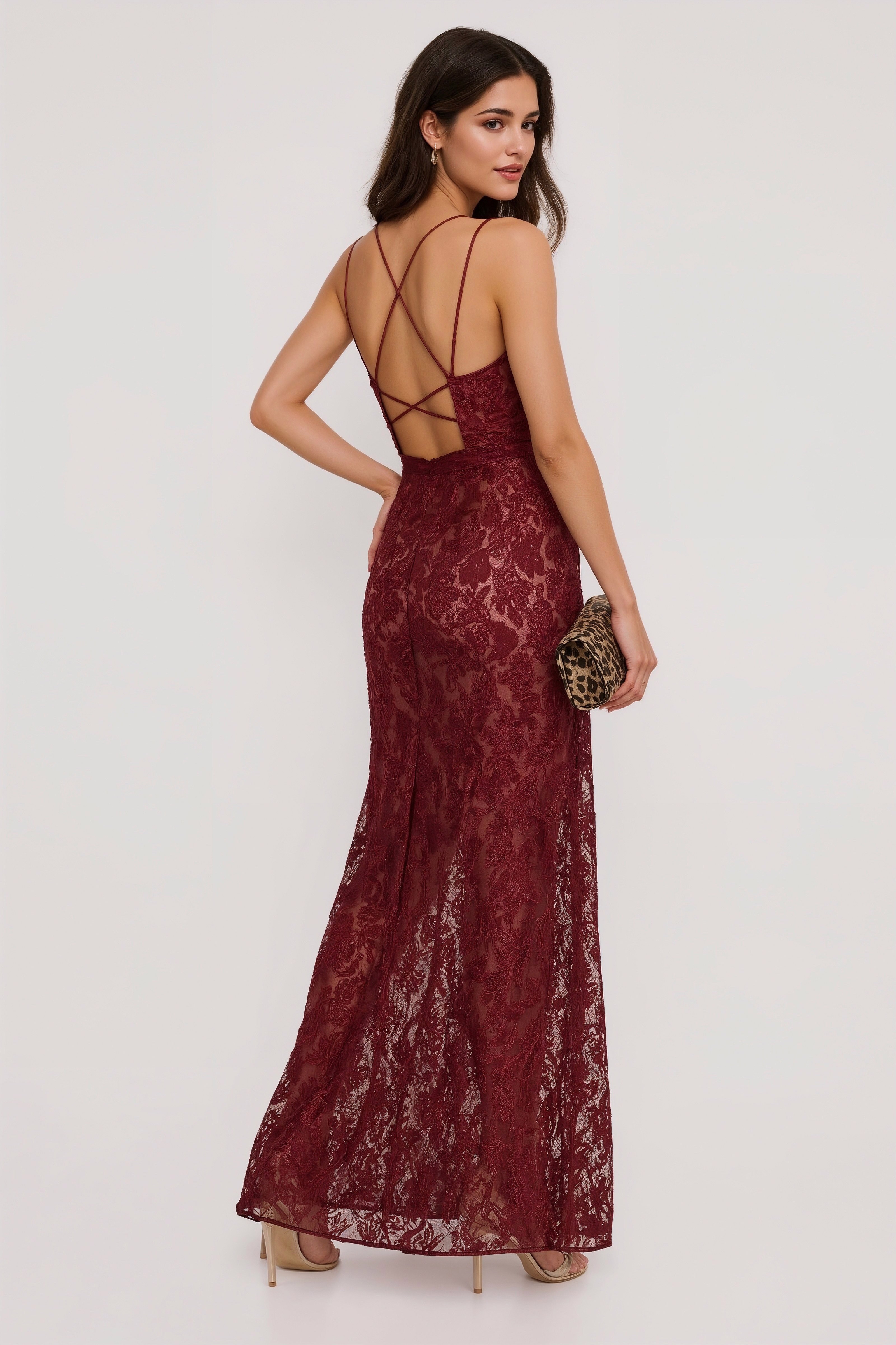 Textured Lace and Delicate Straps in Deep Red