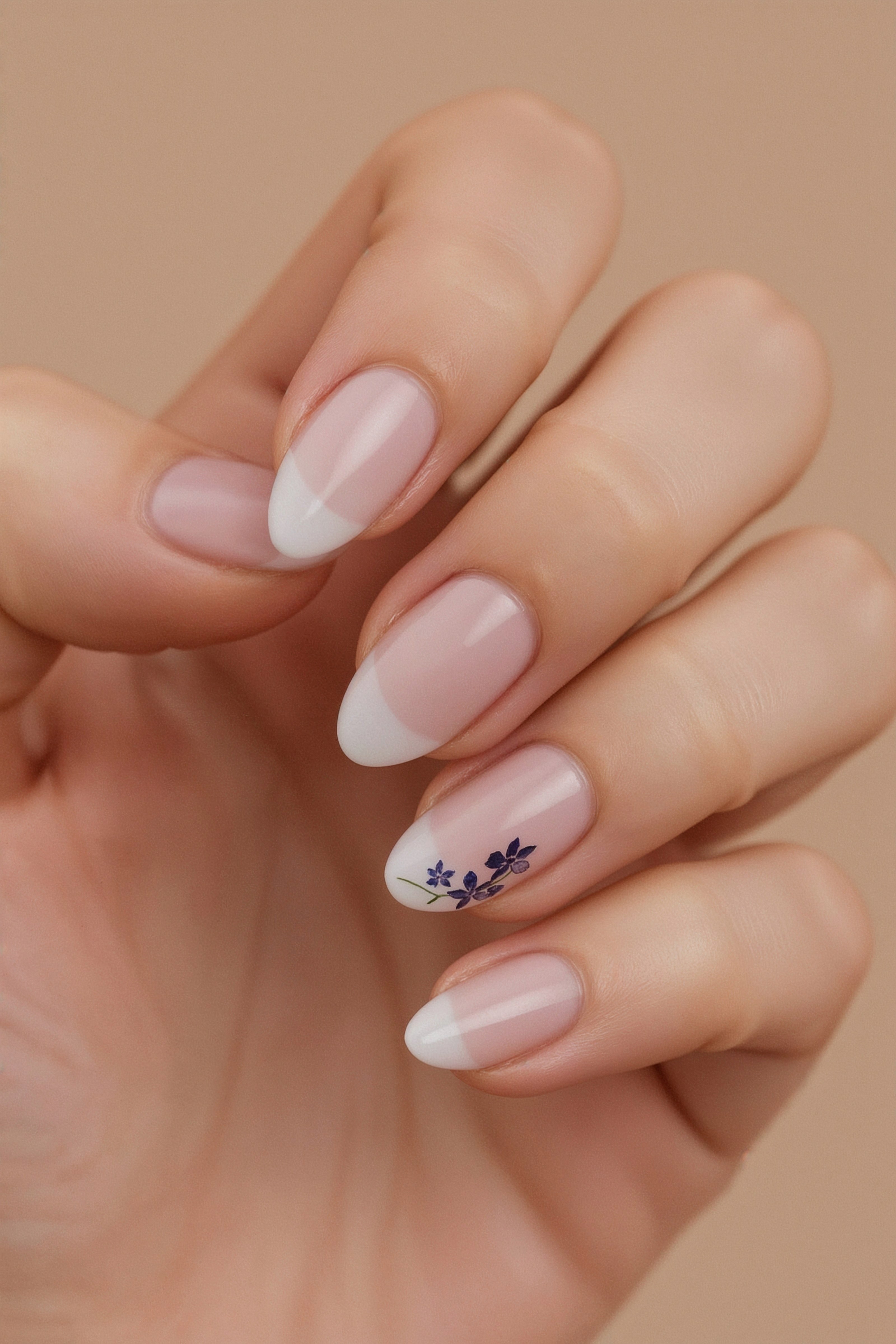 French tips with a subtle floral accent