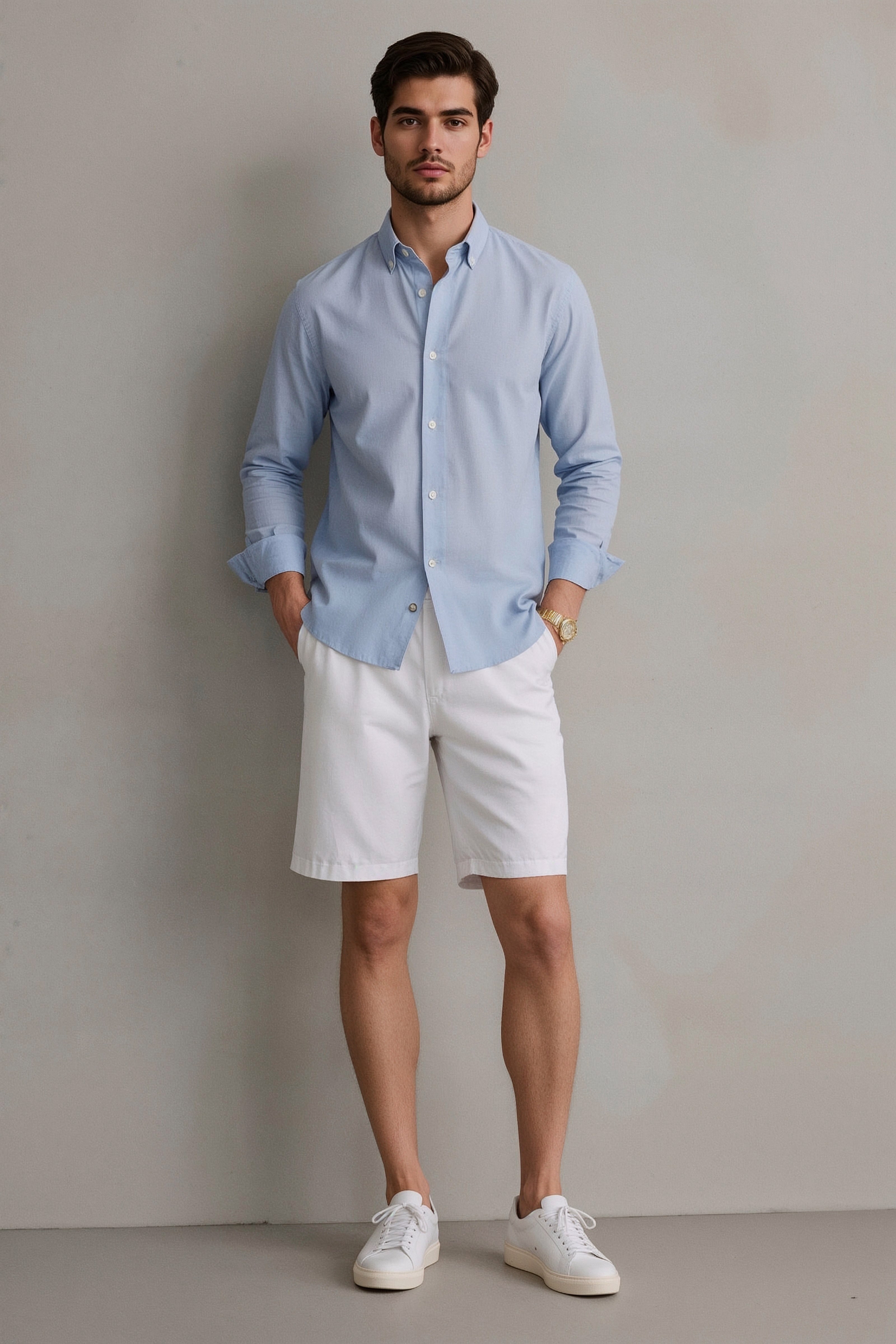 Crisp Button-Down and White Shorts