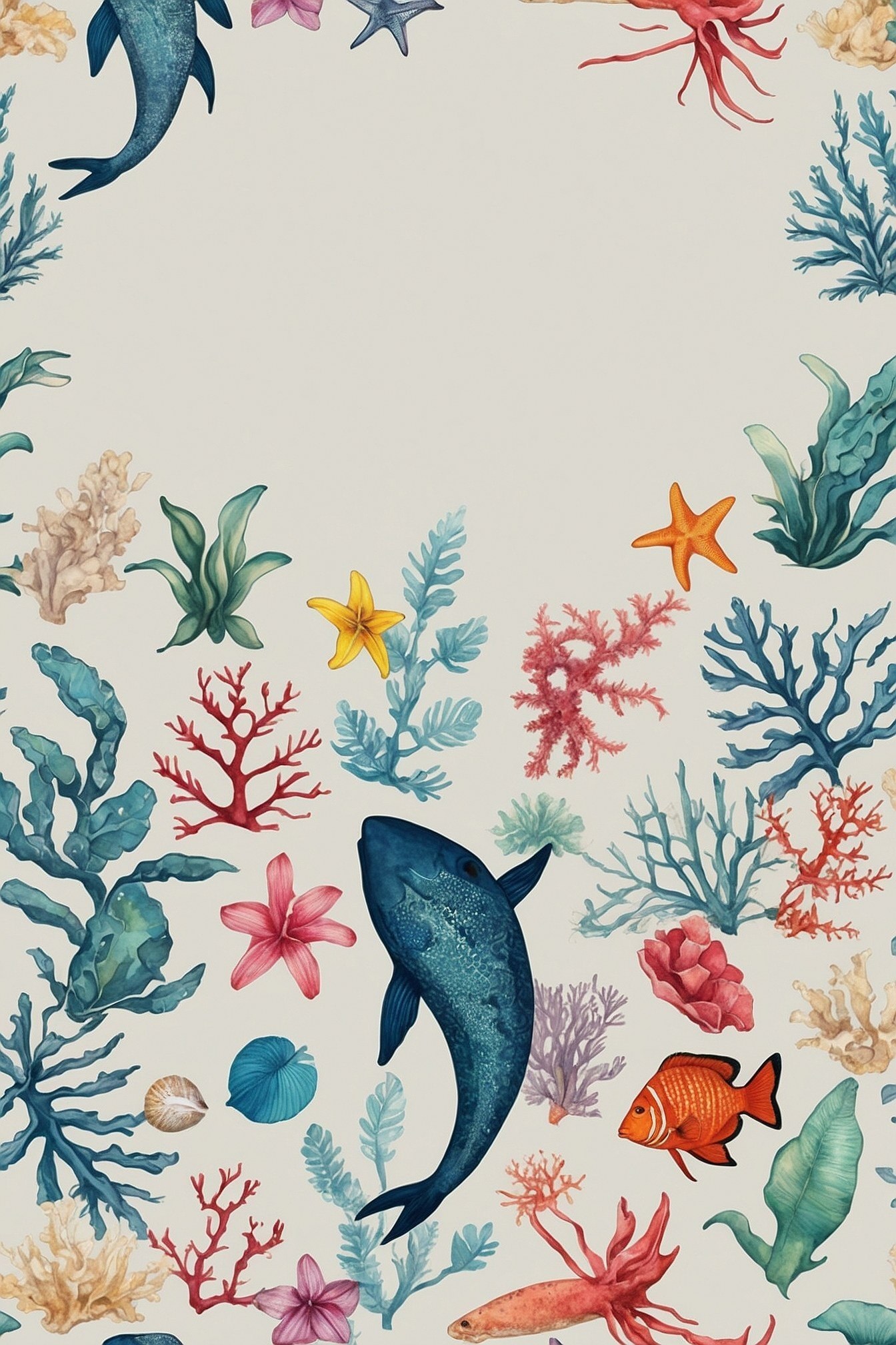 Oceanic Ballet: A Watercolor Underwater Scene
