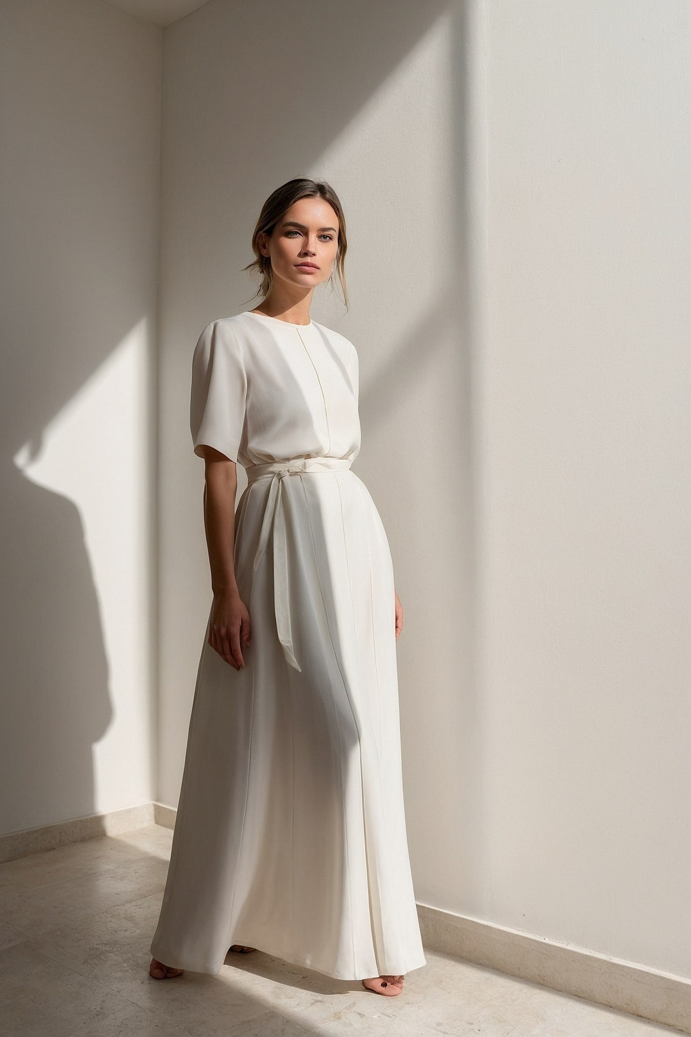 Flowing white fabric catching soft afternoon light