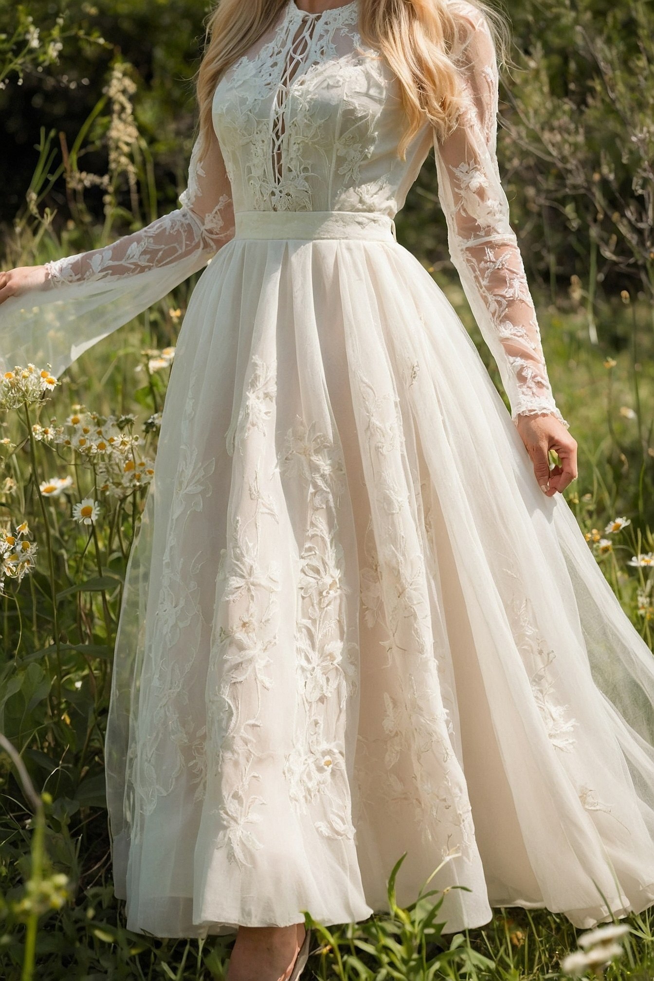 Delicate lace bodice meets airy tulle skirt