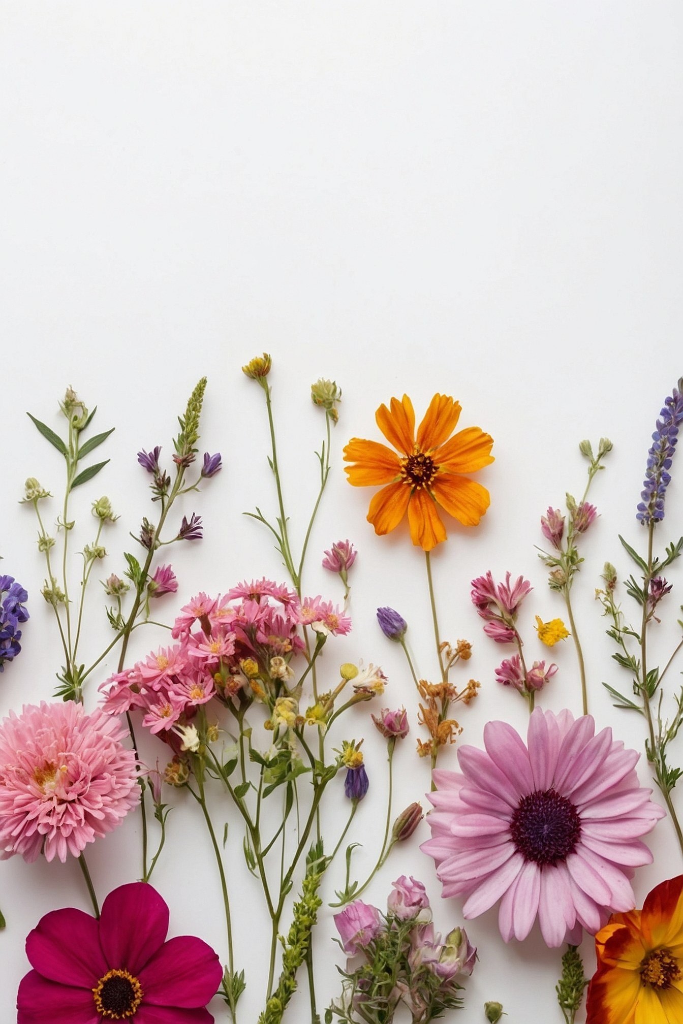 A Gathering of Blooms on a Soft White Canvas